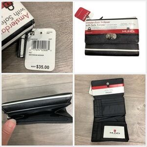 Mundi Wallet Amsterdam Indexer Safe Keeper Lock Identity Shield Black White NWT